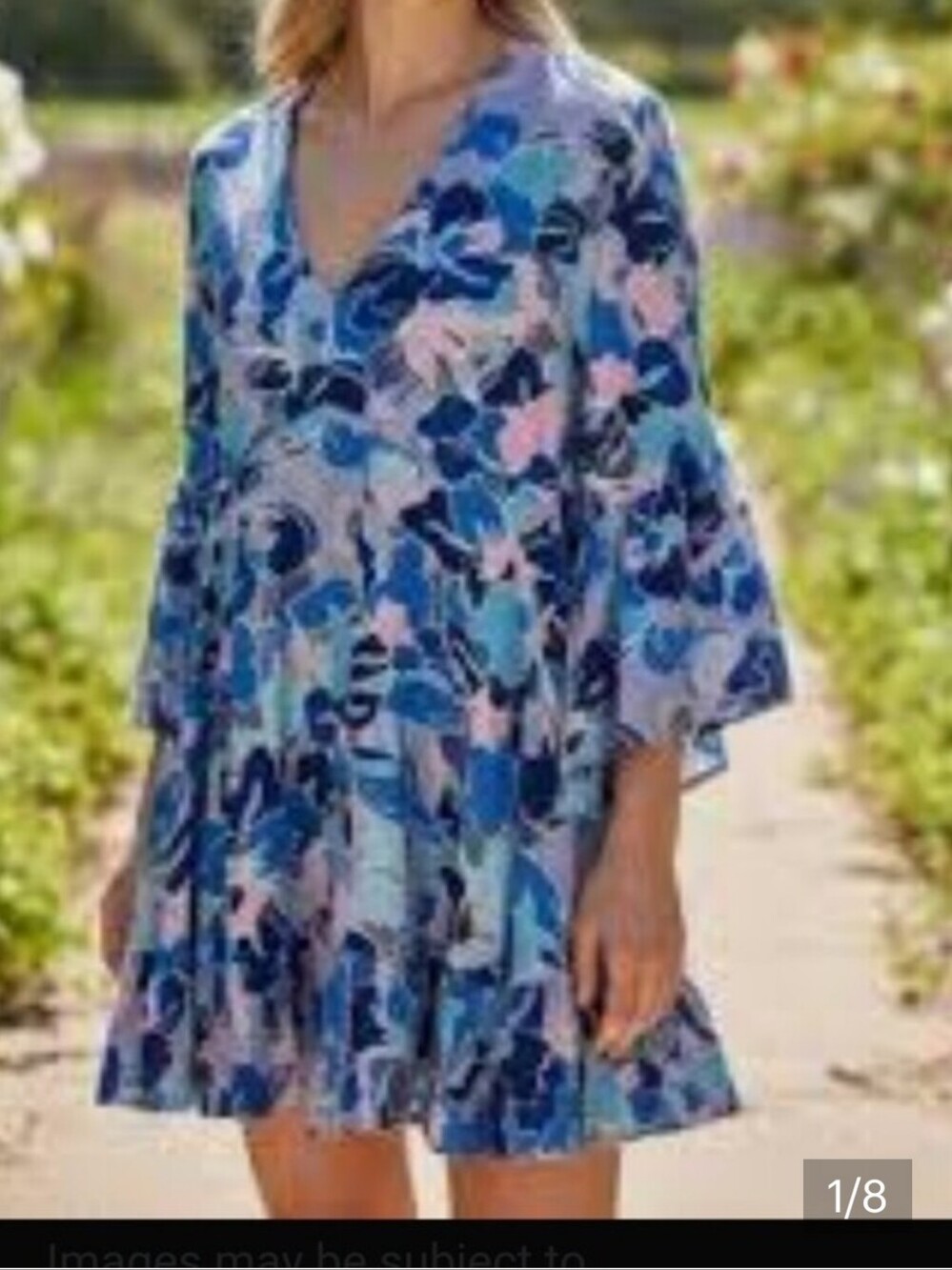 LABEL OF LOVE FLIRTY BOHEMIAN MINI DRESS Floral Deep V Swing Dress Blue Pink